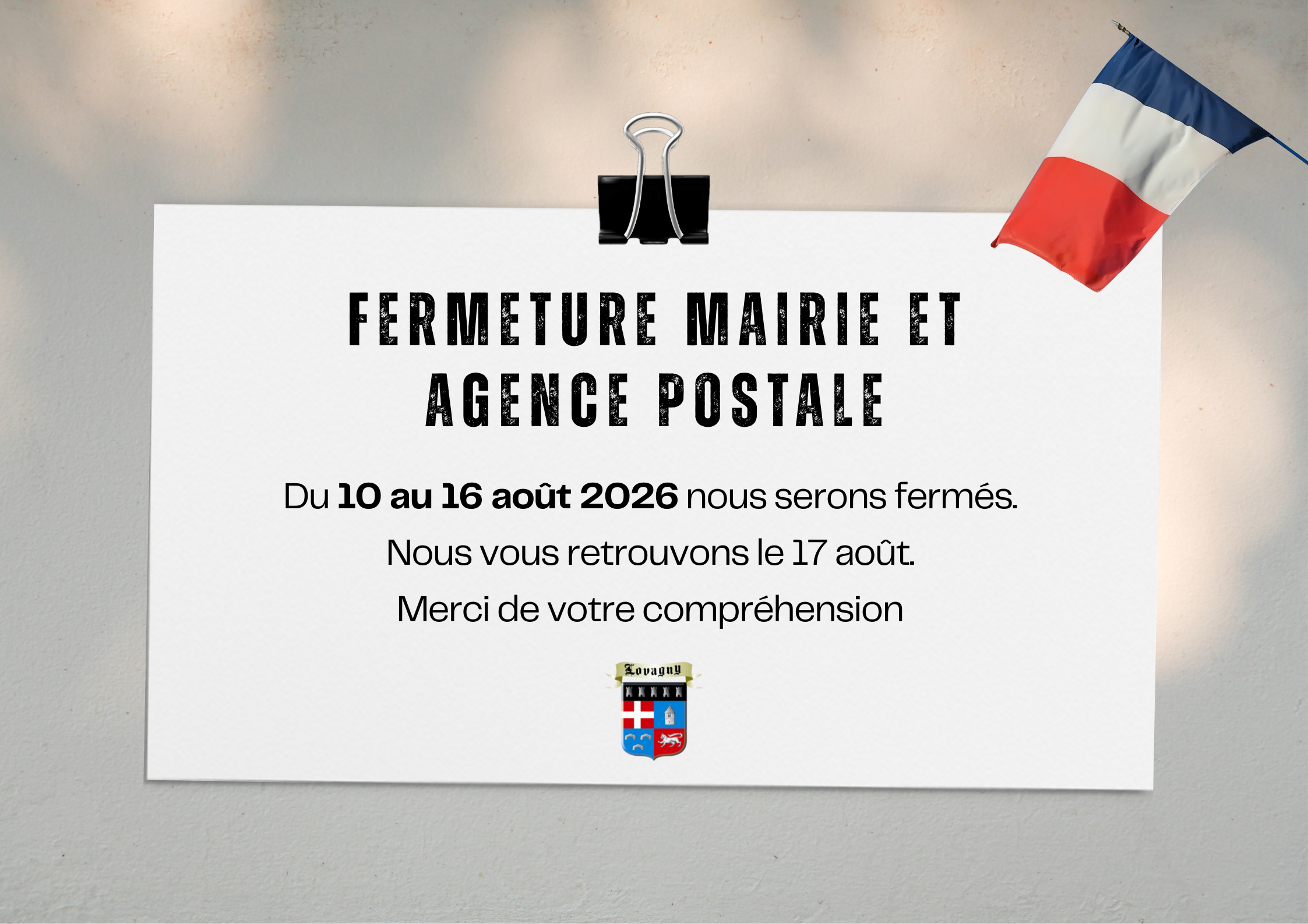 FERMETURE MAIRIE ETE